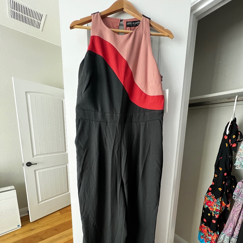 Little Mistress Terracotta block Jumpsuit - wide leg